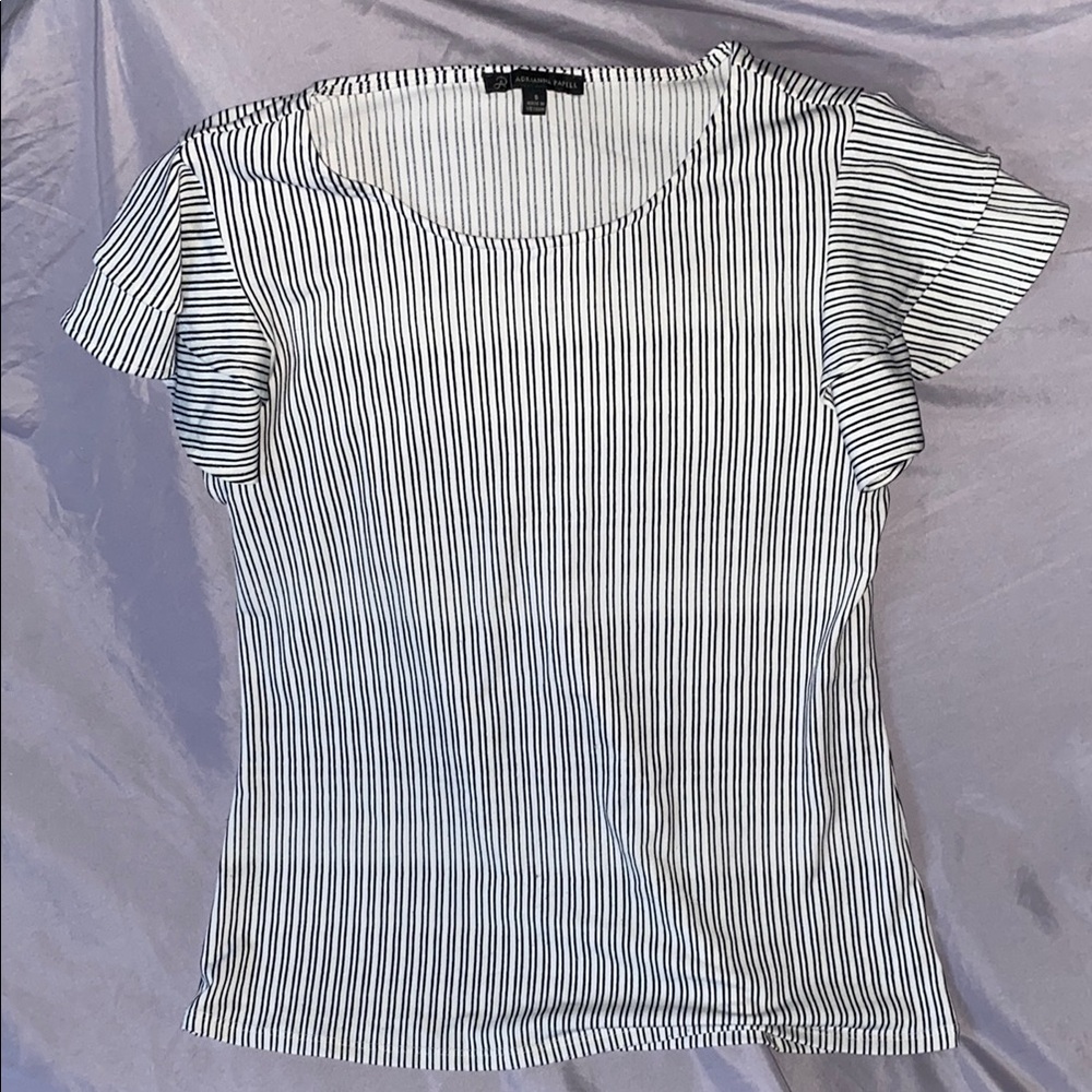 Banana Republic White and Gray Fitted Short Sleeve Tee